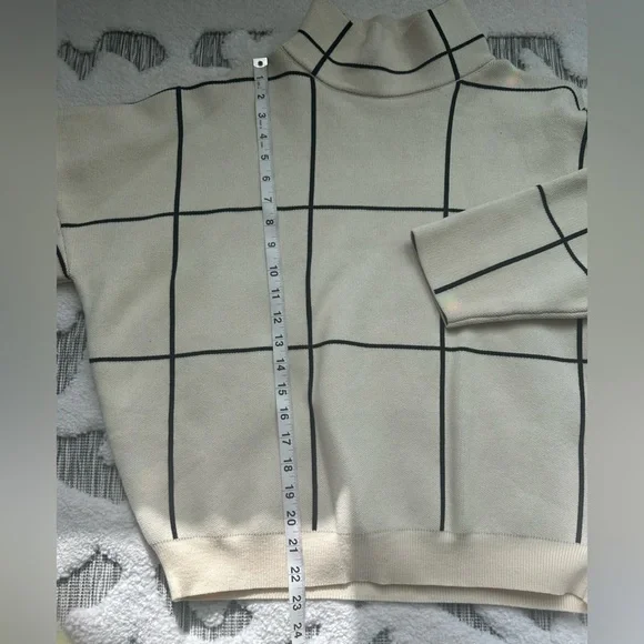 ChicWish Windowpane Cream Black Sweater - Picture 4 of 4